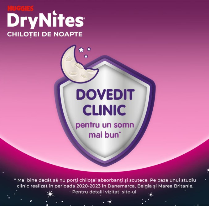Scutece-chiloţel Huggies DryNites 4-7 ani, fetiţă, 17-30 kg, 10 buc.
