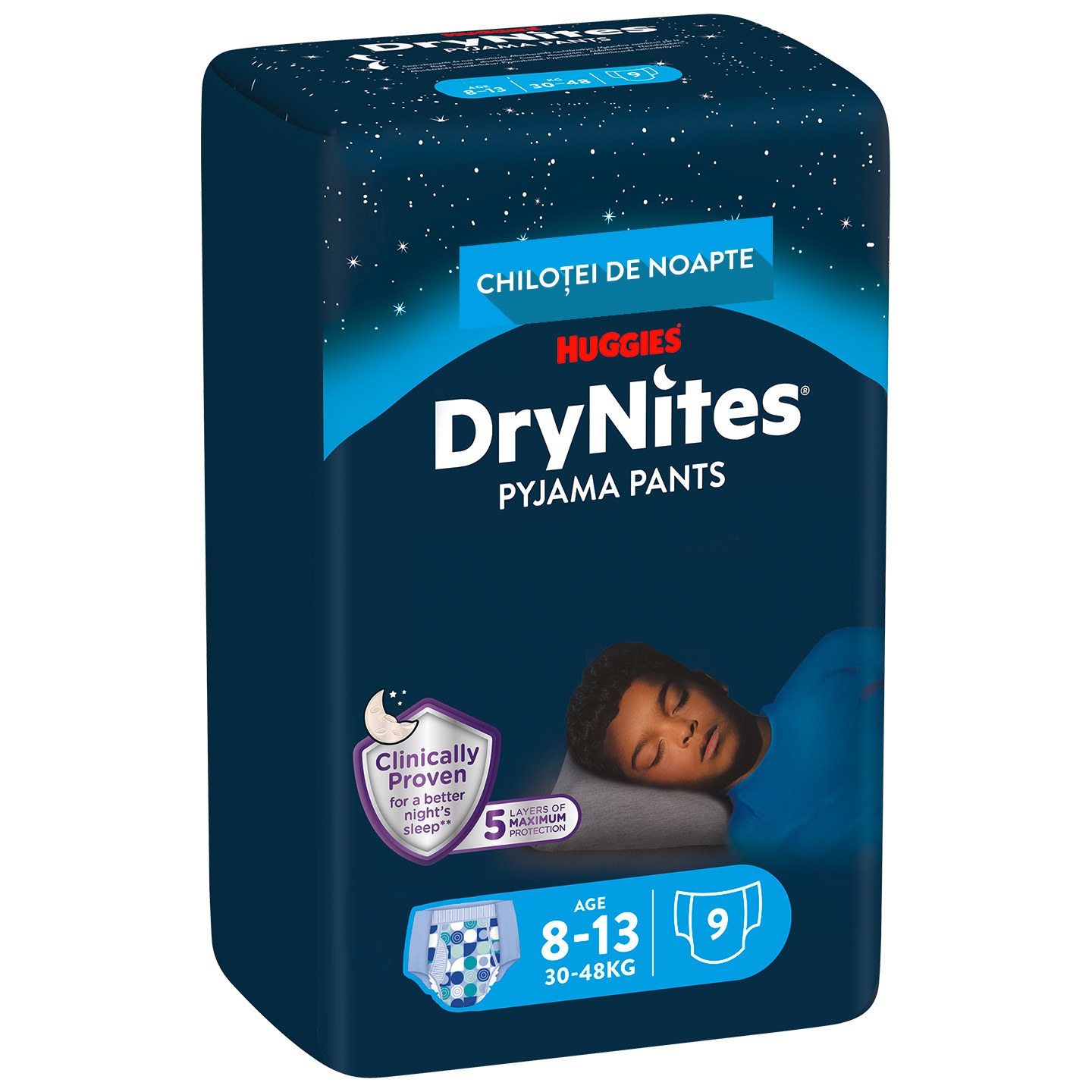 Трусики Huggies DryNites для мальчиков, 8-13 лет, 30-48 kg, 9 шт.