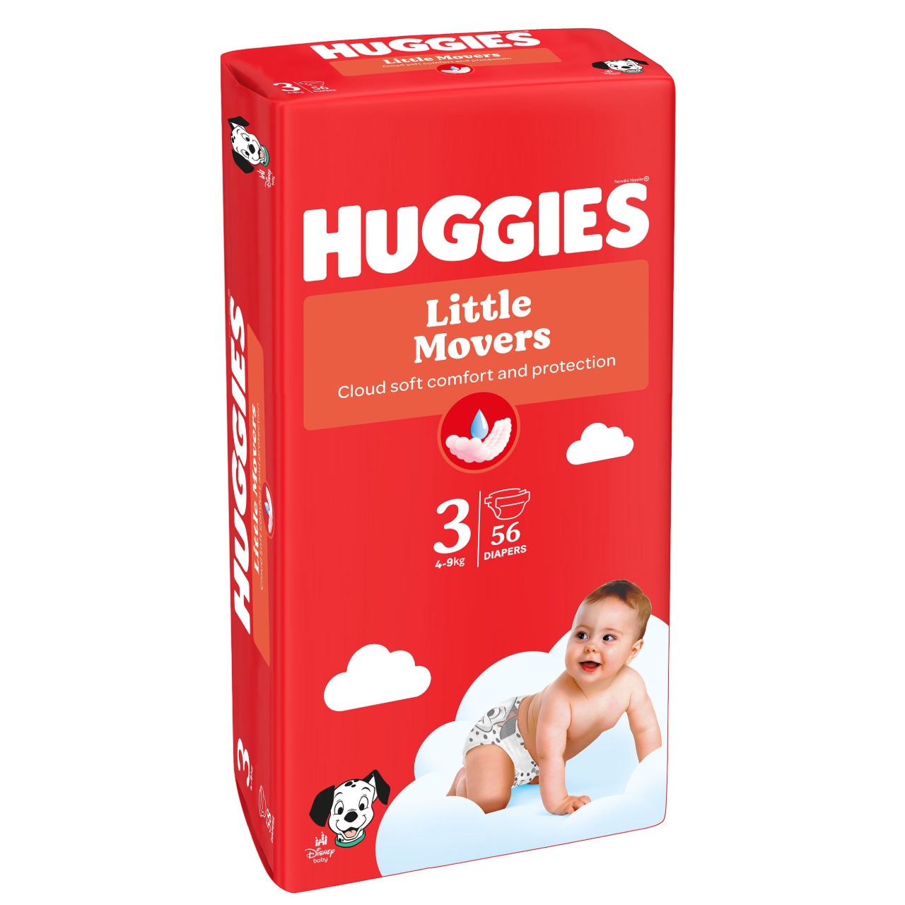 Scutece unisex Huggies Little Movers Jumbo 3  (4-9 kg), 56 buc