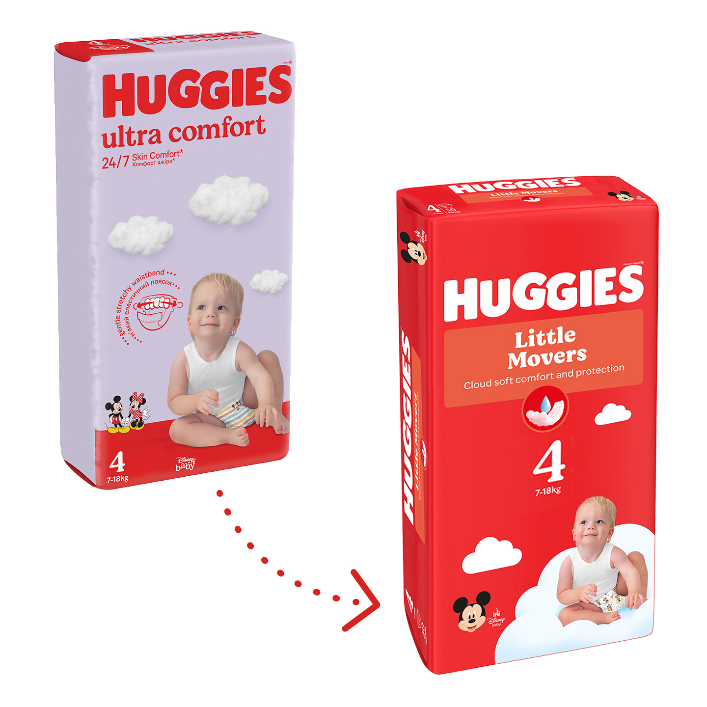 Подгузники Huggies Little Movers Jumbo 4 (7-18 кг) унисекс, 50 шт.