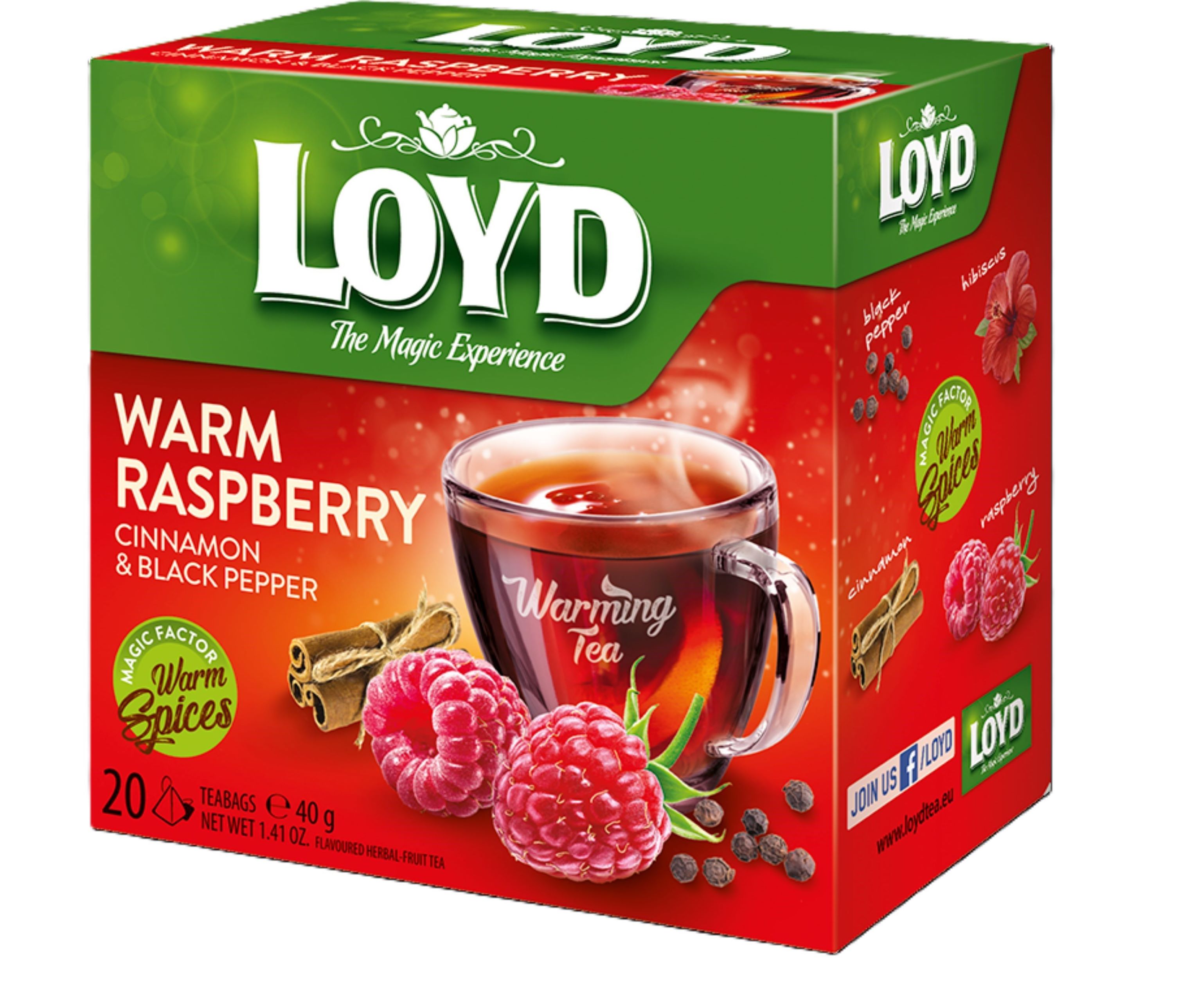 LOYD Warming Tea Raspberry with Cinnamon and Black Pepper, 20 pac