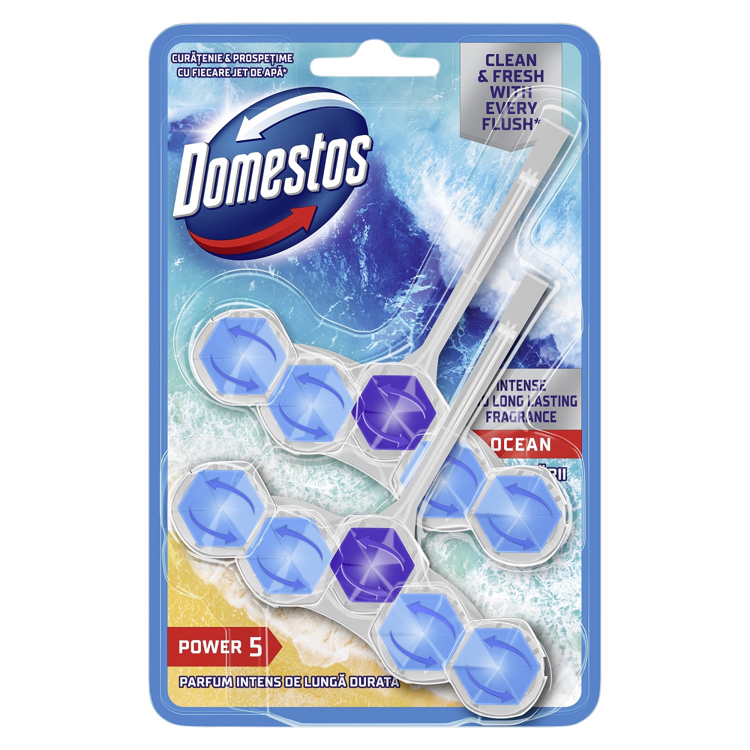 Odorizant pentru toaleta Domestos Power 5 WC block Duo Pack 2*50g - OCEAN