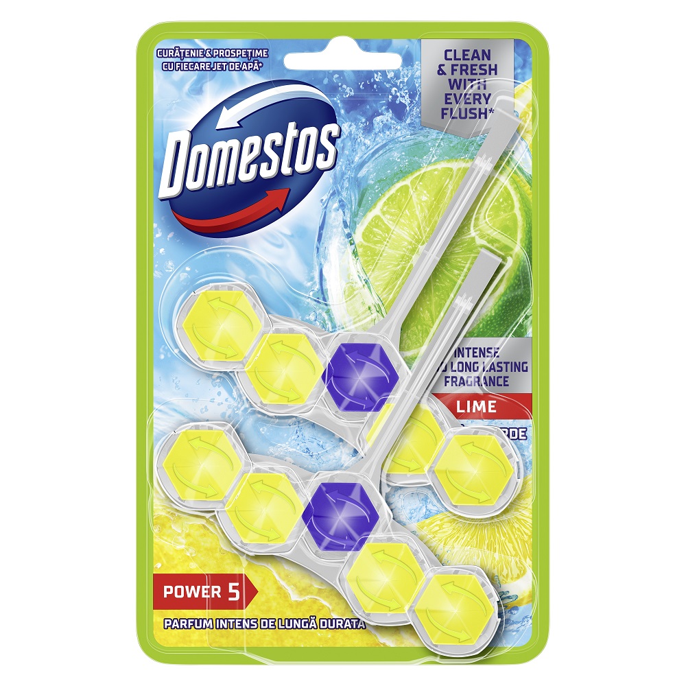 Odorizant pentru toaleta Domestos Power 5 WC block Duo Pack 2*50g - LIME