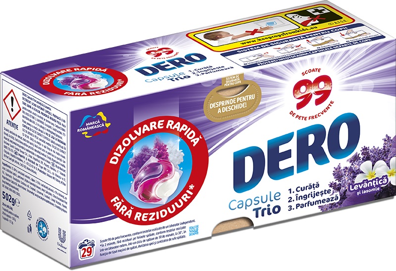 Detergent Dero Capsule Trio Levantica si Iasomie 29 Capsule