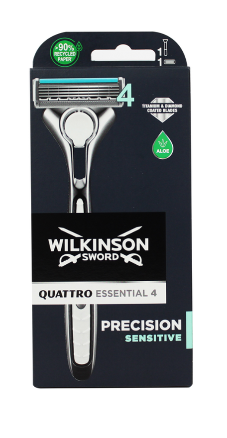 Wilkinson Sword Quattro Essential 4 Sensitive, системная бритва, 4 лезвия