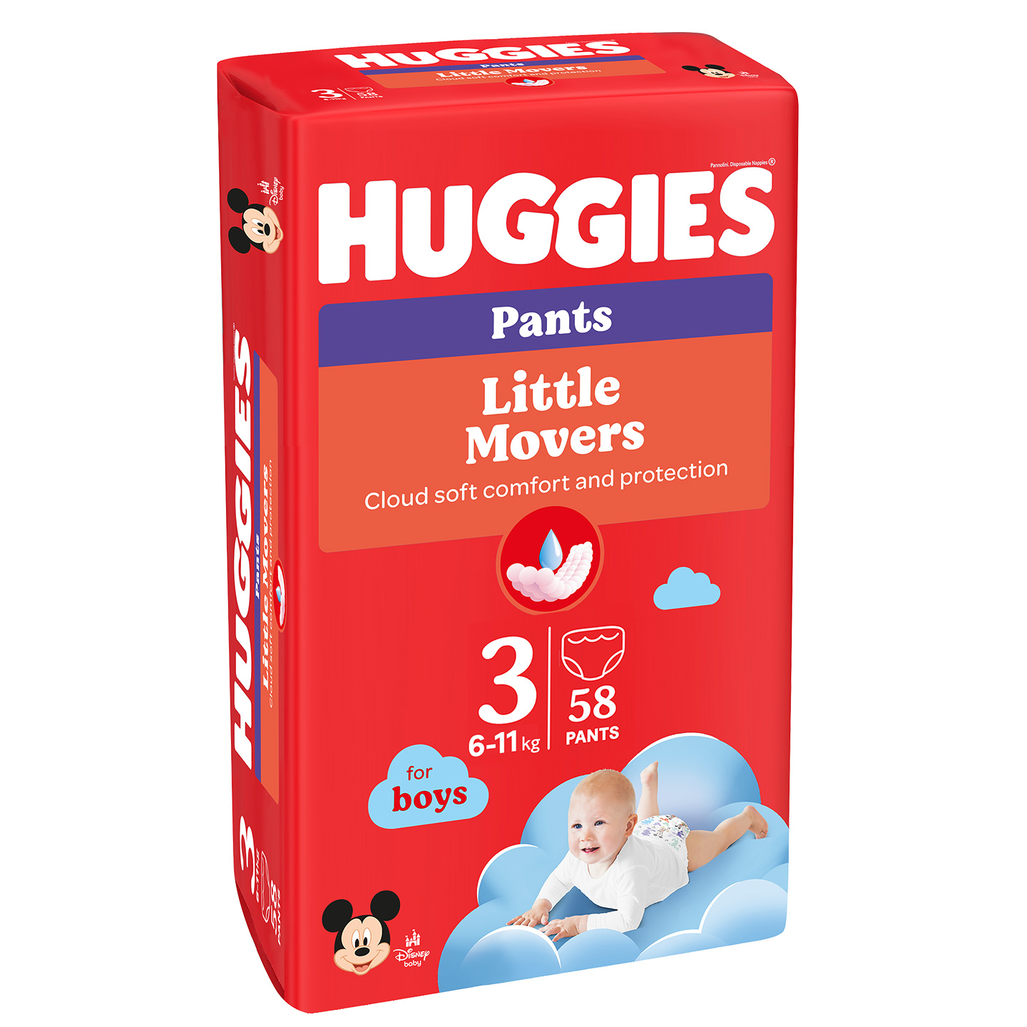 Scutece-chiloţel Huggies Little Movers pentru băieţel 3 (6-11 kg), 58 buc.