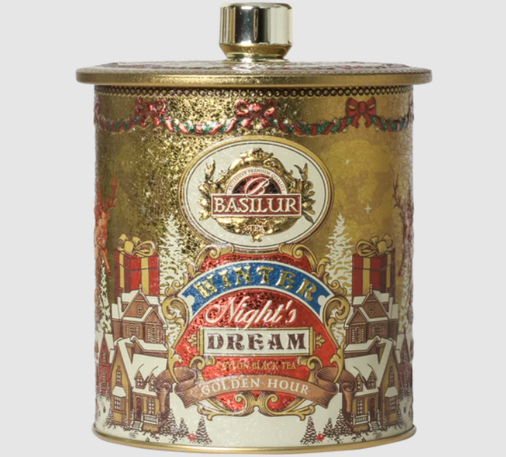 Ceai negru  Basilur Winter Night's Dream  GOLDEN HOUR, cutie metalică, 100 g