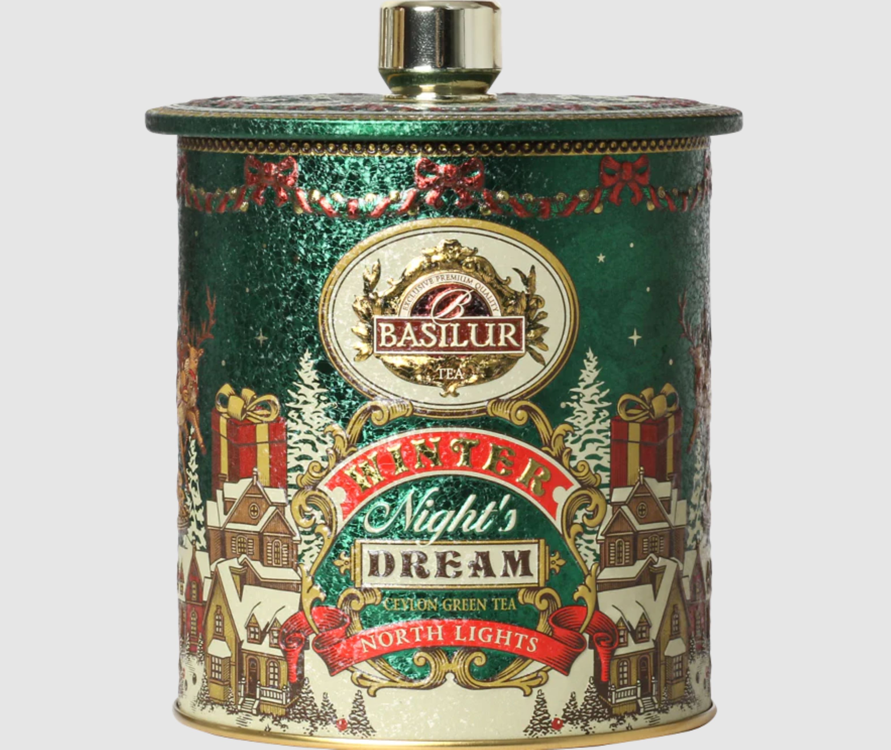 Ceai verde  Basilur Winter Night's Dream  NORTH LIGHTS, cutie metalică, 30pac