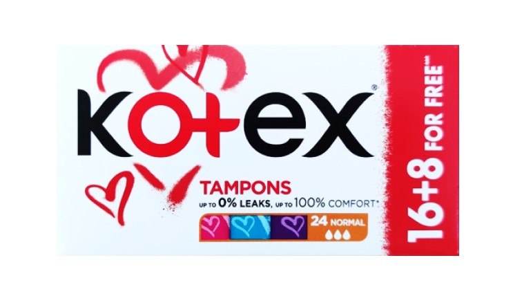 Tampoane Kotex Normal, 16+8 buc.