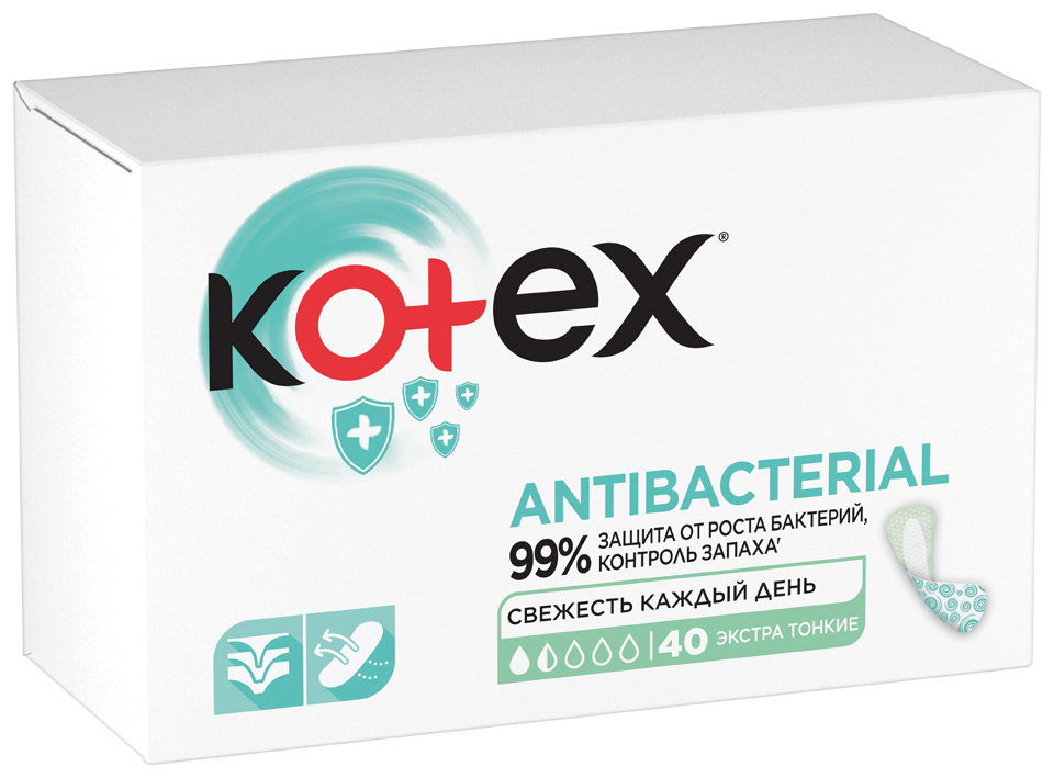 Absorbante pentru fiecare zi Kotex Antibacterial Extra Thin, 40 buc