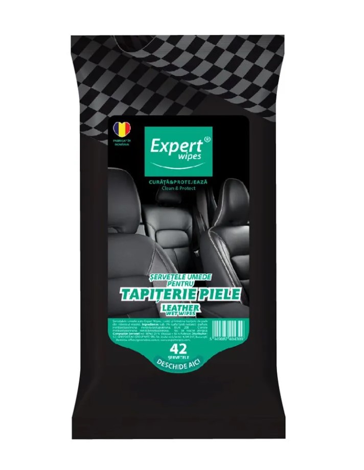 Romtec Expert Wipes Șervețele Umede Auto pentru Tapițerie din Piele 42 buc.
