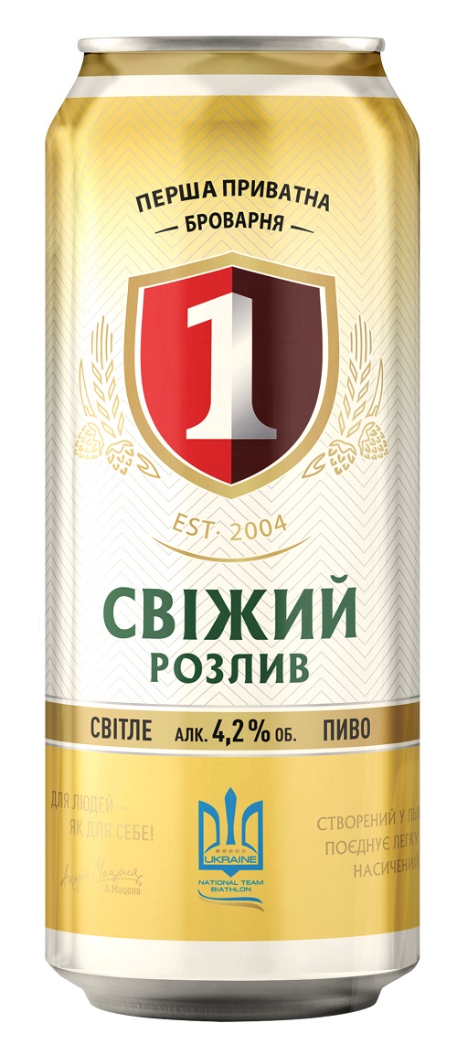 Пиво, Первая частная пивоварня, Свежий разлив, 4,3%, ж/б, 0,5л