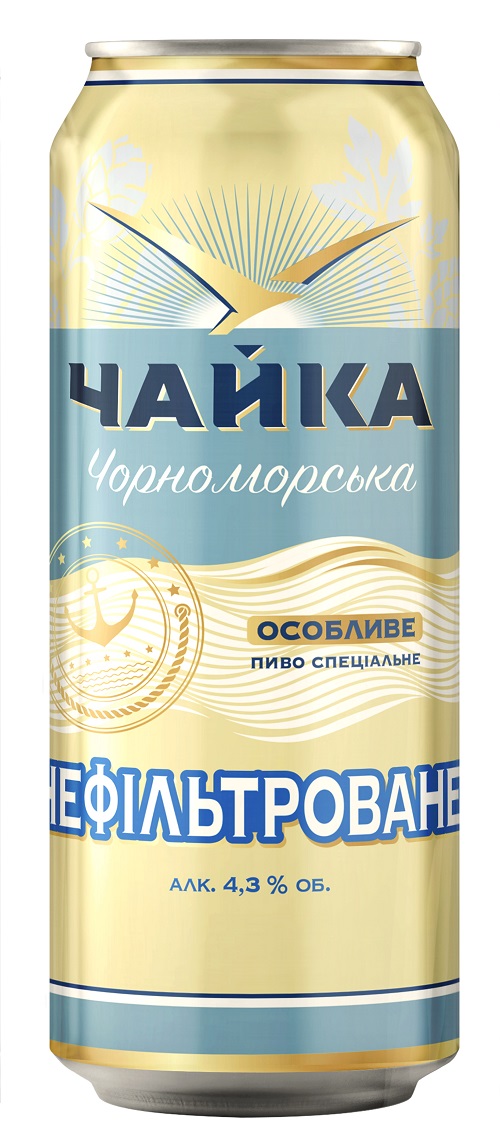 Пиво Чайка Чорноморська, нефильтрованное, 0.5л