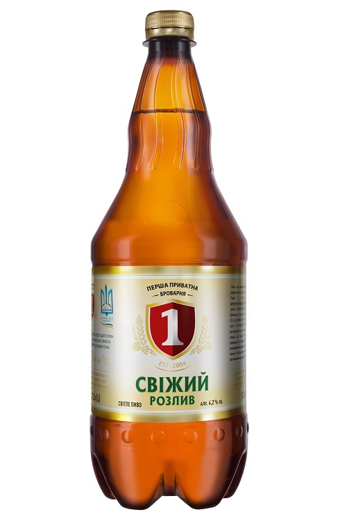 Bere blondă pasteurizată „Persha Pryvatna Brovarnya. Svizhiy Rozlyv” 11,5%, alc. 4,2% vol., PET 1,2L