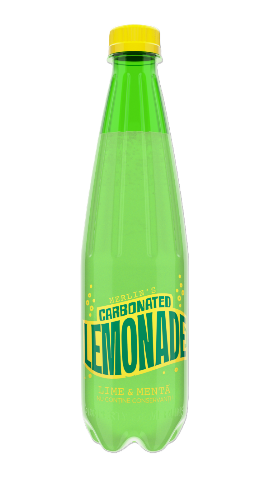 Merlin's Carbonated Lemonade Lime & Mentă, 0,5 L