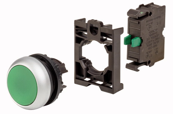 M22-D-G-K10-BVP Cap buton comanda modular completat cu bloc de contact 1NO (normal deschis), verde