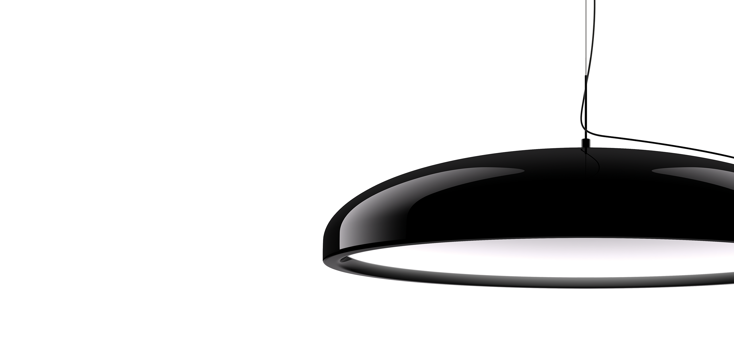 Dawn S 600 RD 1600lm 30 W 840 FO gloss black+susp 1.5m+gloss black cup d.250mm