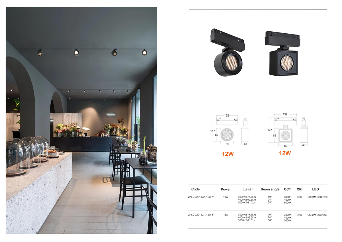 Track mountedlight 12W DC48V Led black