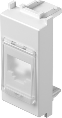 Fatada RJ45/RJ11 1M alb cu protectie (KM38PW-P)
