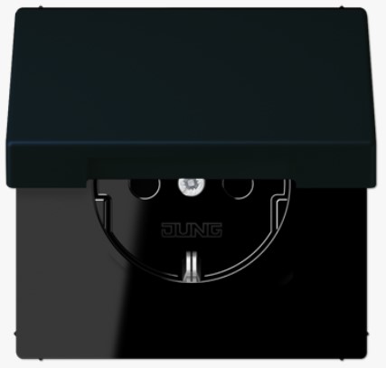 Розетка Schuko 16A, с крышкой noir d'ivoire