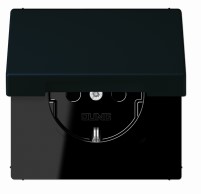 Розетка Schuko 16A, с крышкой noir d'ivoire