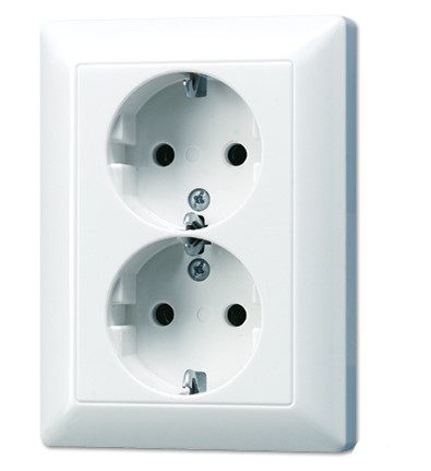 AS5020KIUWW Priza Schuko 16 А dubla cu protectie, alb