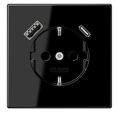 LS1520-15CASWM Priza Schuko 16 A cu USB, negru mat
