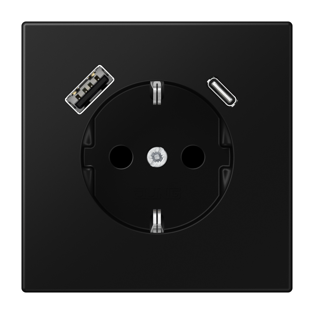 LS1520-15CASWM Priza Schuko 16 A cu USB, negru mat
