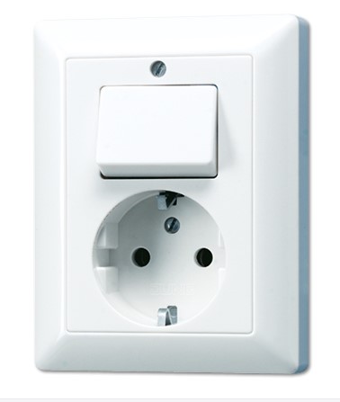 AS5576UWW Priza Schuko 16 А cu intrerupator, alb