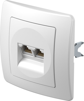 Розетка двойная RJ45 Cat5E EKON, белый
