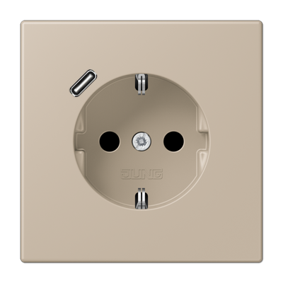 Розетка Schuko 16A с USB (тип C) ombre naturelle claire