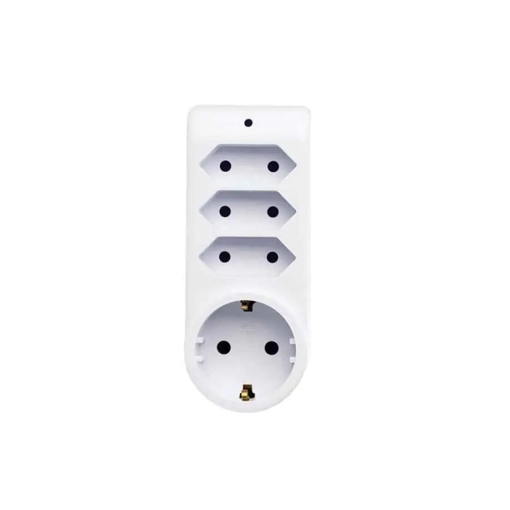 Stecher cu 4 prize cu protectie 1x2P+E+ 3x2P 16A alb