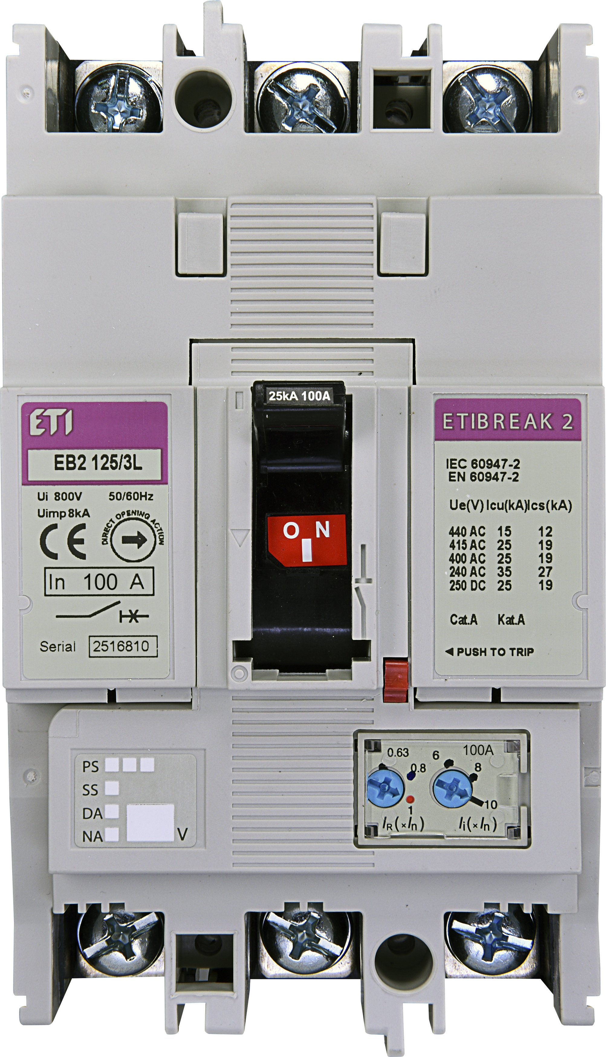 EB2 125/3L 100A 3p Intrerupator trifazat In=100A  25 kA