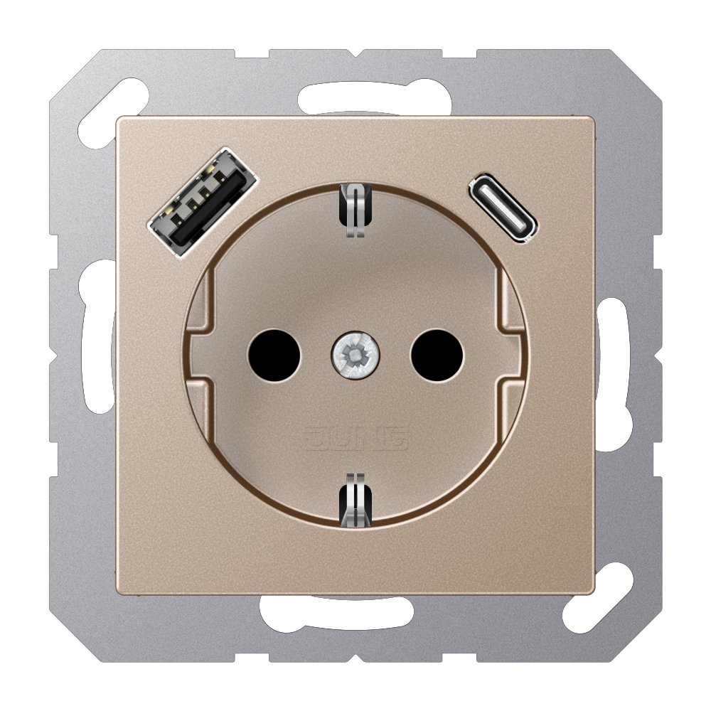 A1520-15CACH Priza Schuko 16 A cu USB, sampanie