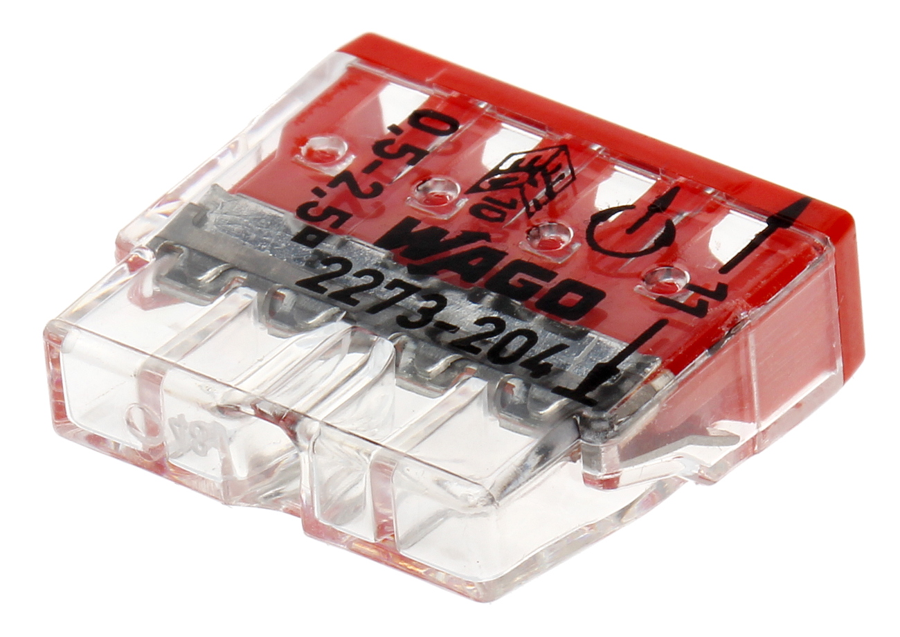2273-204 conector compact pentru 4 conductori 24A ROSU (100buc/set)