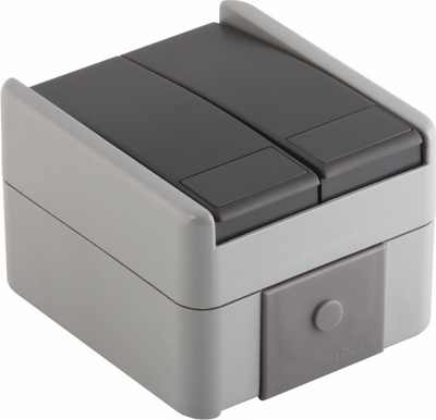 IP44 Intrerupator dublu gri-mat exterior (SF50GY-U)