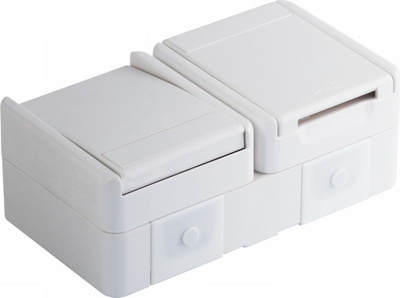 IP44 Priza SCHUKO+intrerupator cap scara pe orizontala alb-mat (CF12PW-U)