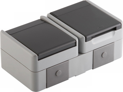 IP44 Priza SCHUKO+intrerupator cap scara pe orizontala gri-mat (CF12GY-U)