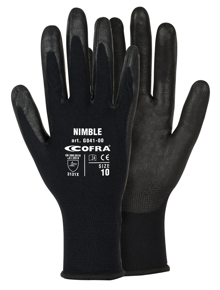 Manusi tricotate cu poliuretan NIMBLE DOZ (black/black)