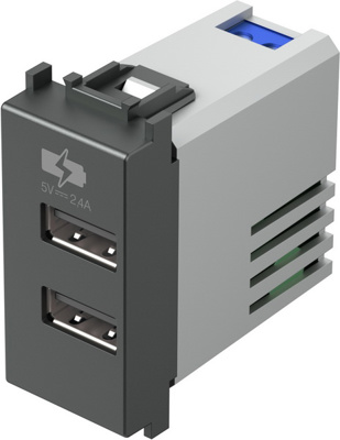 Розетка с USB-портом EKON, 5В, 2,4A, античная латунь