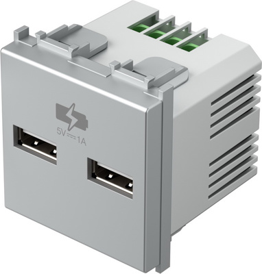 Priza USB 5V 1A 2M argintiu(EM65ES-U)