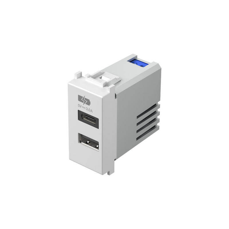 Priză USB tip A&C charging ports 3.0 A alba (EM68PW-U)