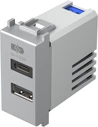 Priză USB tip A&C charging ports 3.0 A argintiu (EM68ES-U)