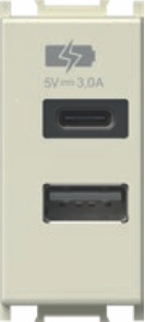 Priză USB tip A&C charging ports 3.0 A ivory (EM68IW-U)