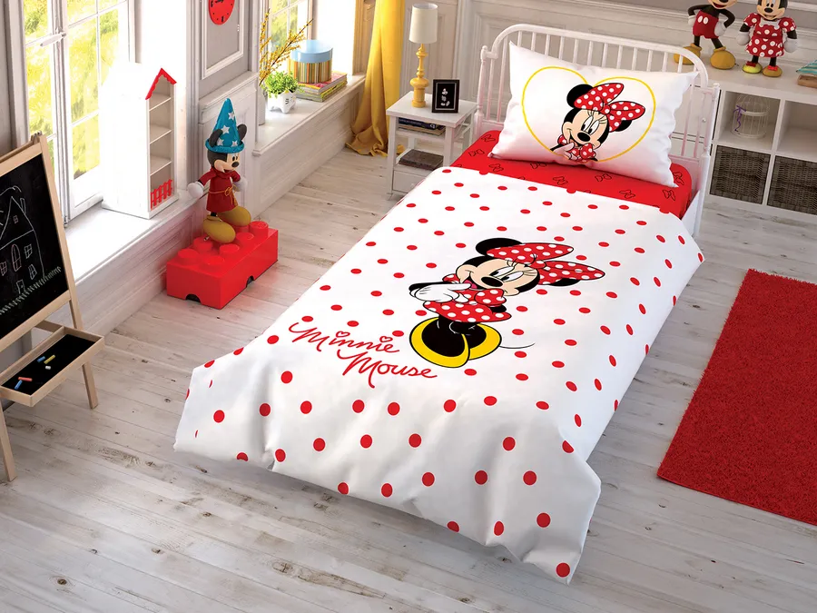 Set lenjerie de pat copii Disney 1,5 persoane -TAC MINNIE MOUSE