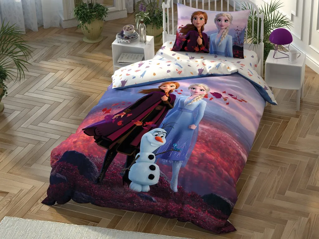 Set lenjerie de pat copii Disney 1,5 persoane -TAC FROZEN 2 AUTUMN