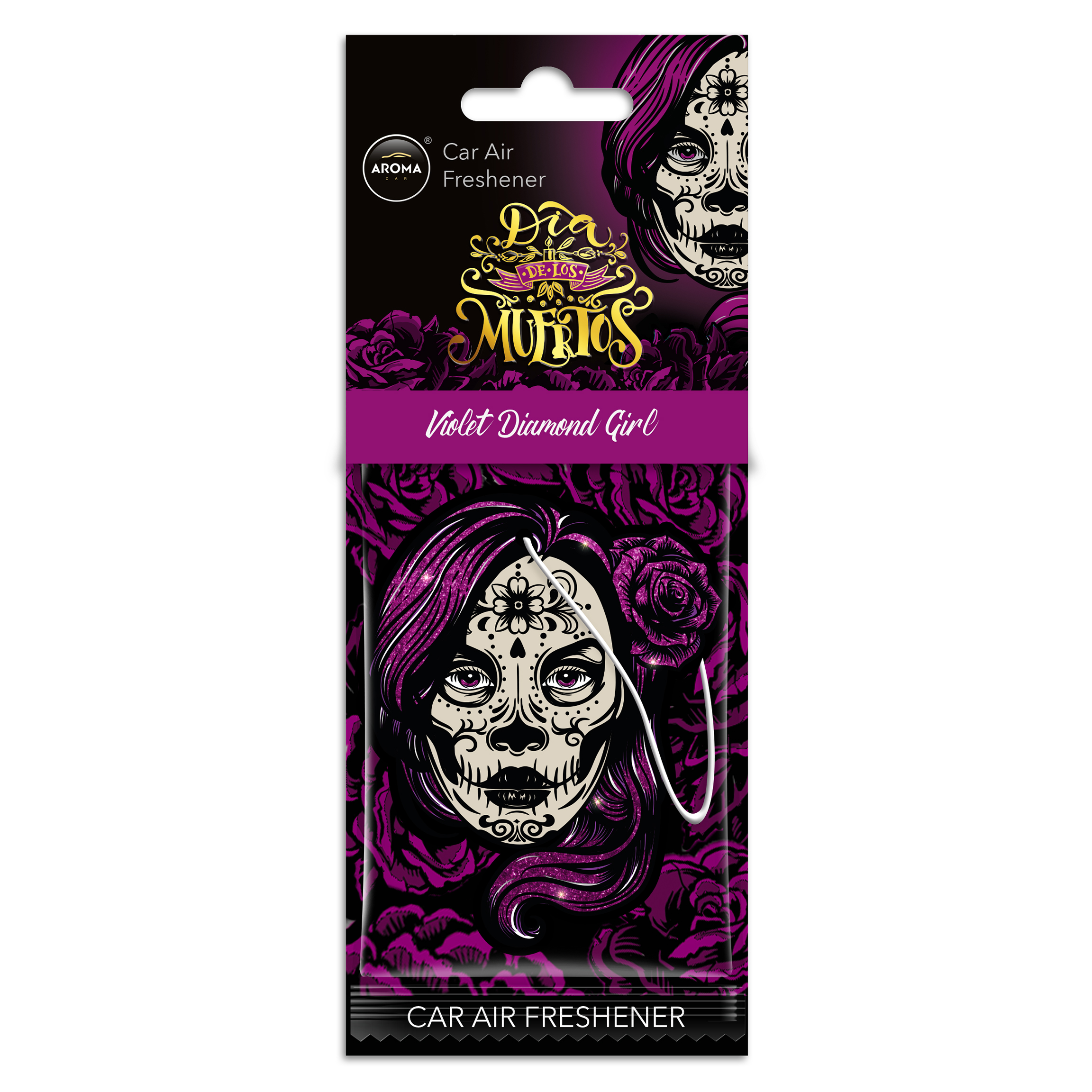 Aroma Car Cellulose Dia de Los Muertos Violet Diamond Girl aromatizator auto (24buc)