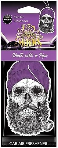 Aroma Car Cellulose Dia de Los Muertos Skull with a Pipe aromatizator auto (24buc)