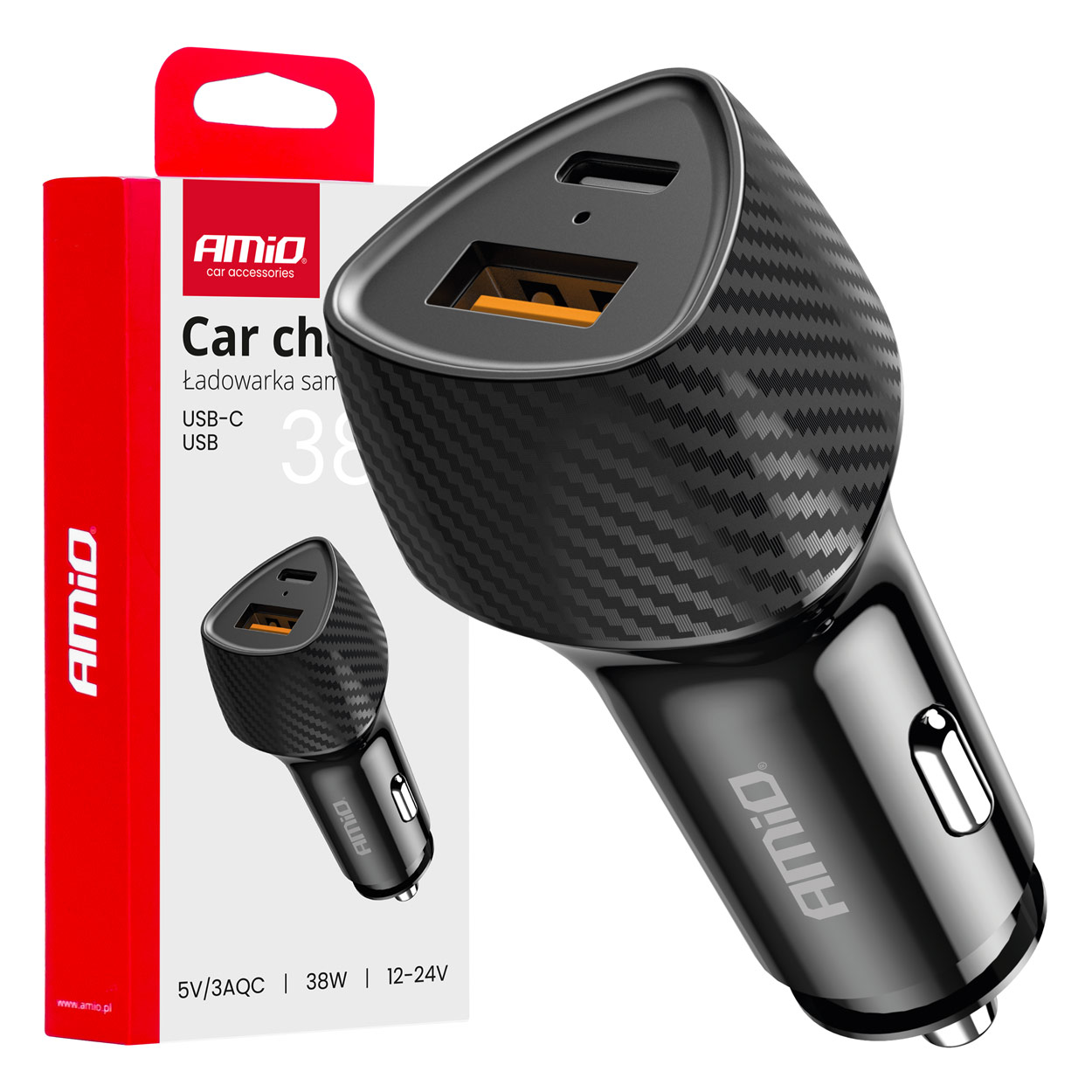 04283 Incarcator auto  QC+PD 38 Вт USB-A+USB-C