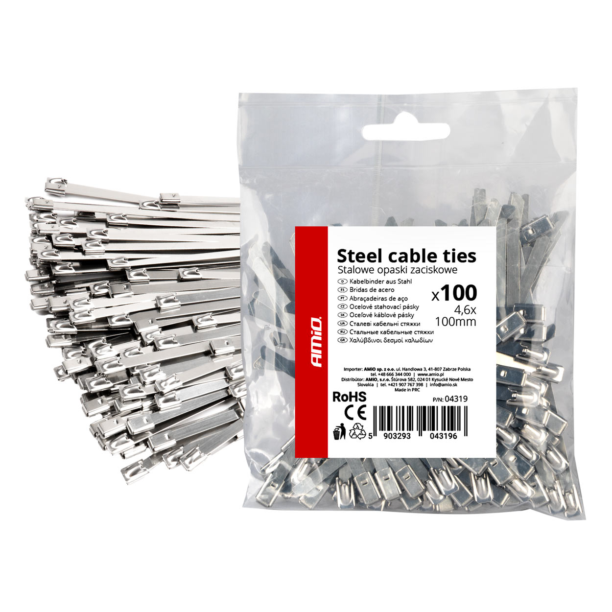 04319 Legaturi metalice din otel inoxidabil 4,6 х 100mm 100 buc